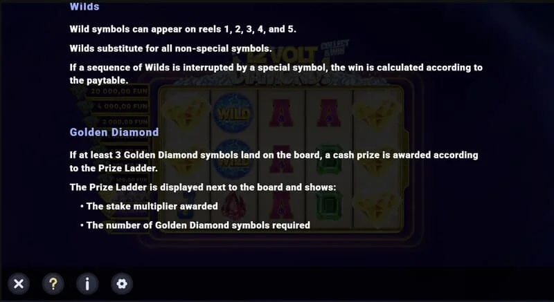 12 Volt Diamonds – Wild ir mokamų simbolių rinkinys tinklelyje